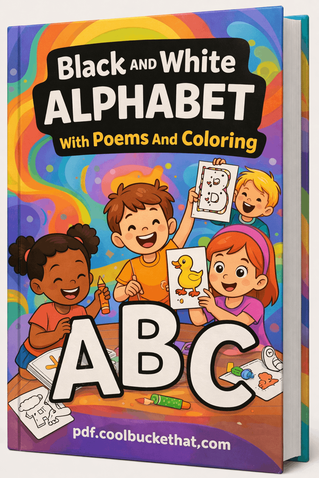 Black and White Alphabet With Poems And Coloring